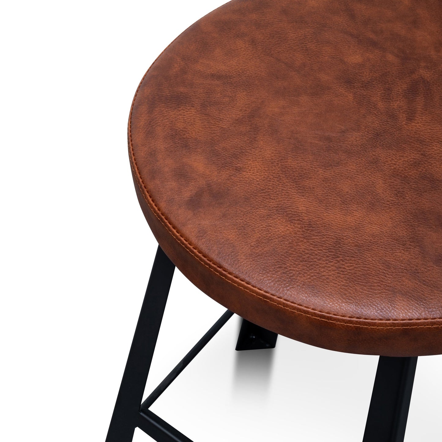65cm Bar Stool in Rustic Brown - Black Legs
