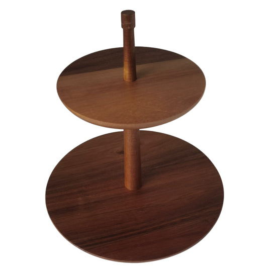 Two-Tier Acacia Wood High Tea Serving Stand