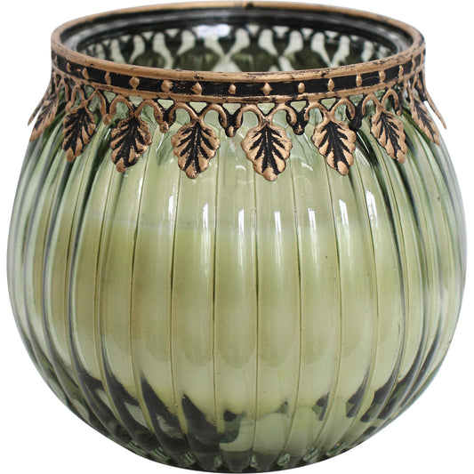Smoky Green Glass Jar Candle