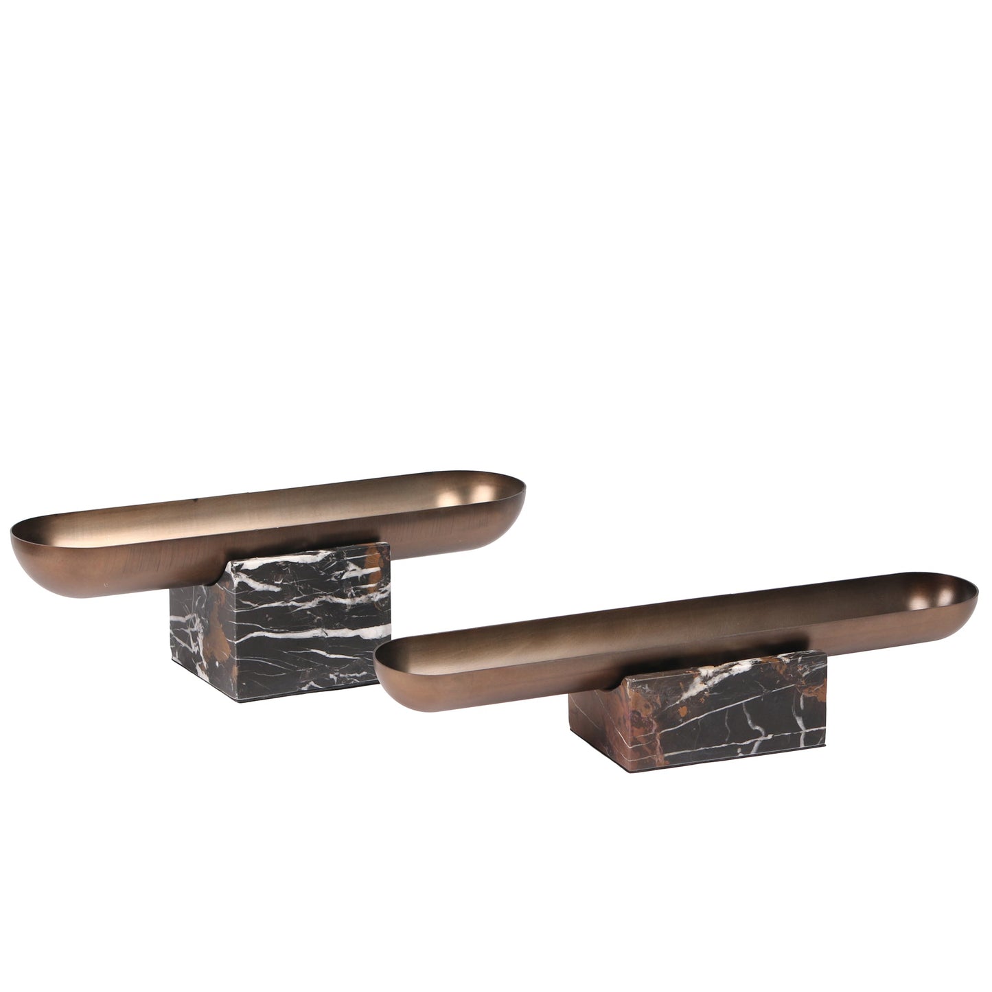 Marble Base Steel Tray - Brown