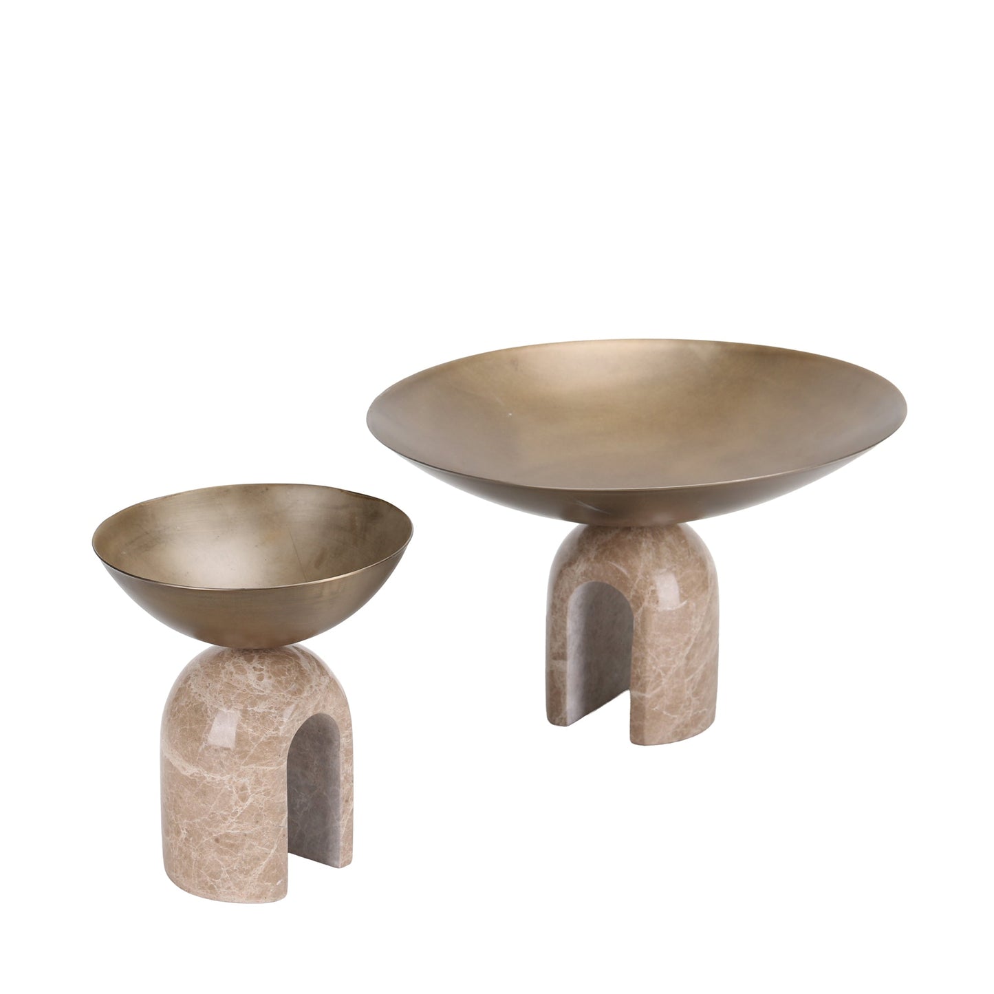 Arc Pedestal Metal Small Tray - Antique Brass