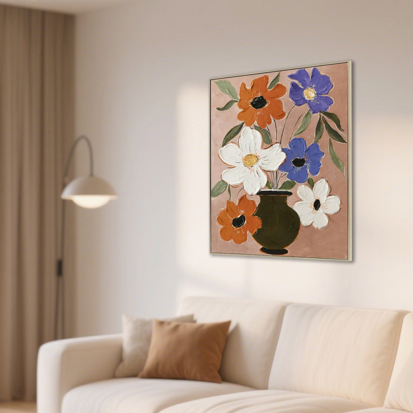80 x 100cm Framed Canvas - Natural