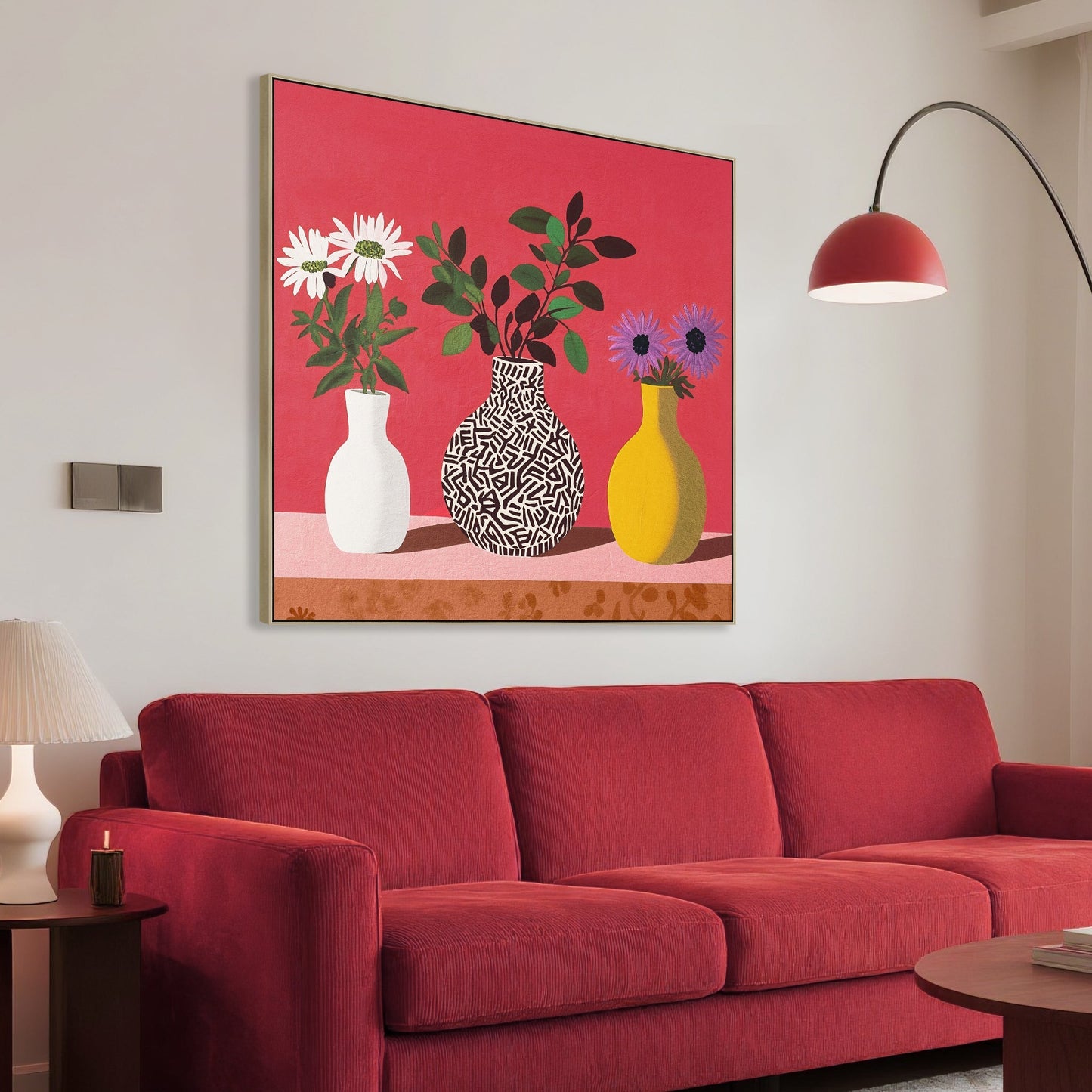 40 x 40cm Framed Canvas - Natural