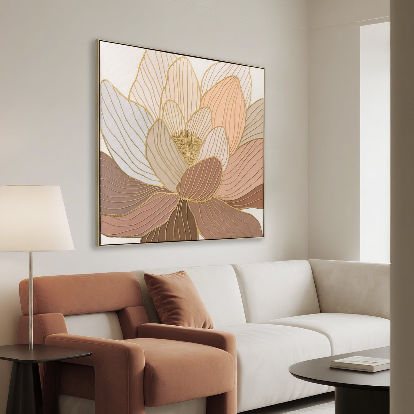 80 x 80cm Framed Canvas - Natural