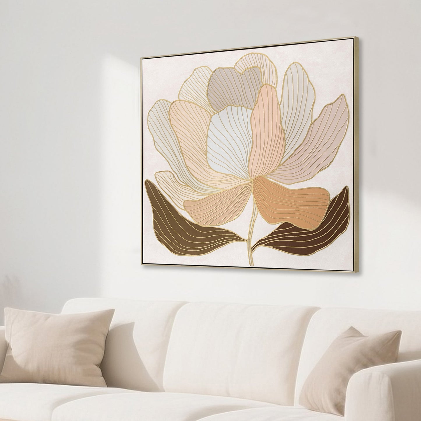 80 x 80cm Framed Canvas - Natural