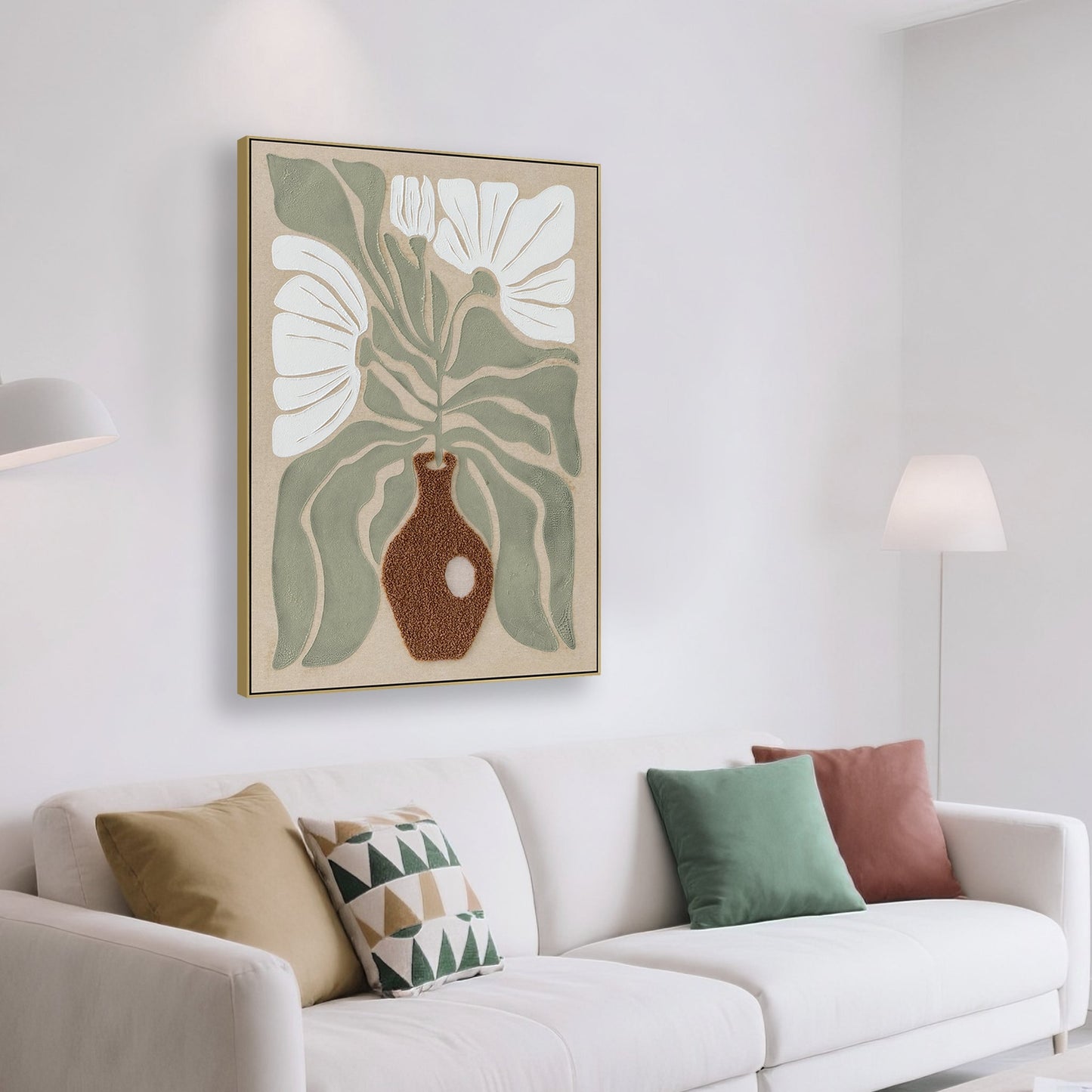 60 x 90cm Framed Canvas - Light Natural