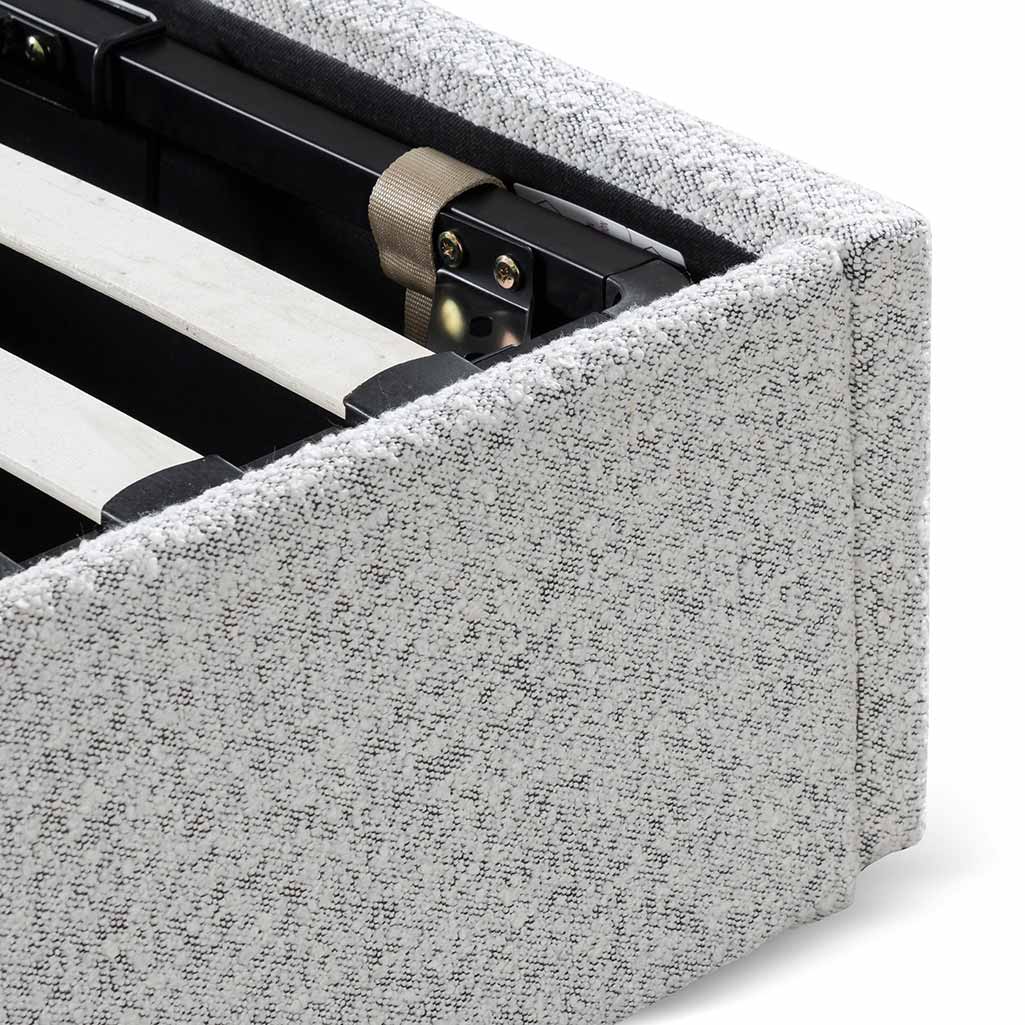 Single Sized Bed Frame - Cloudy Pepper Boucle with Storage