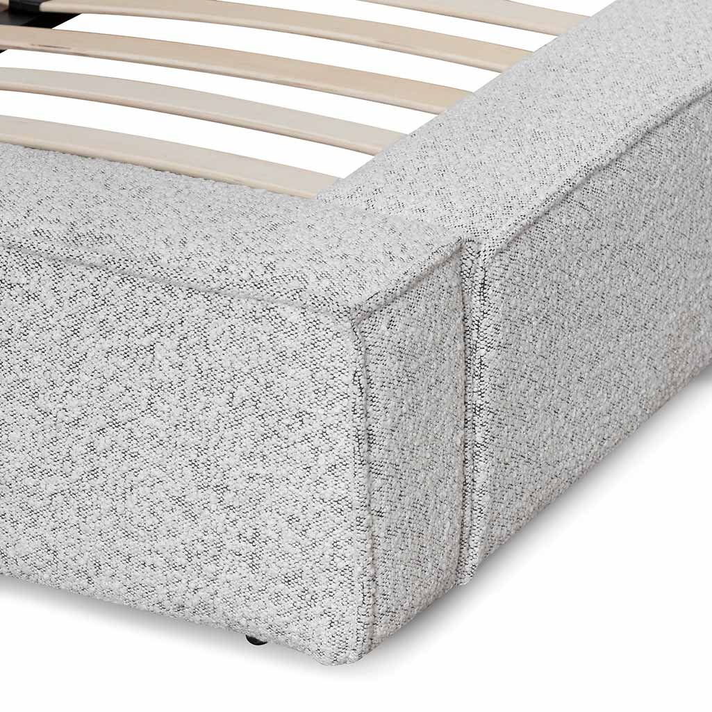 Queen Sized Bed Frame - Cloudy Pepper Boucle