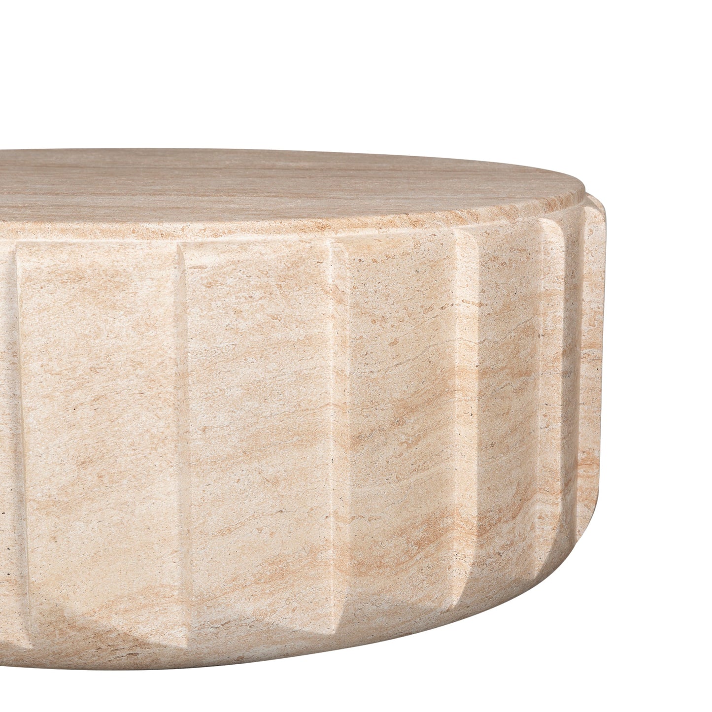 90cm Round Coffee Table - Light Travertine Look