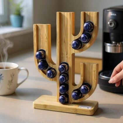 Meen Tribe Wooden cactus-shaped Coffe pod holder.