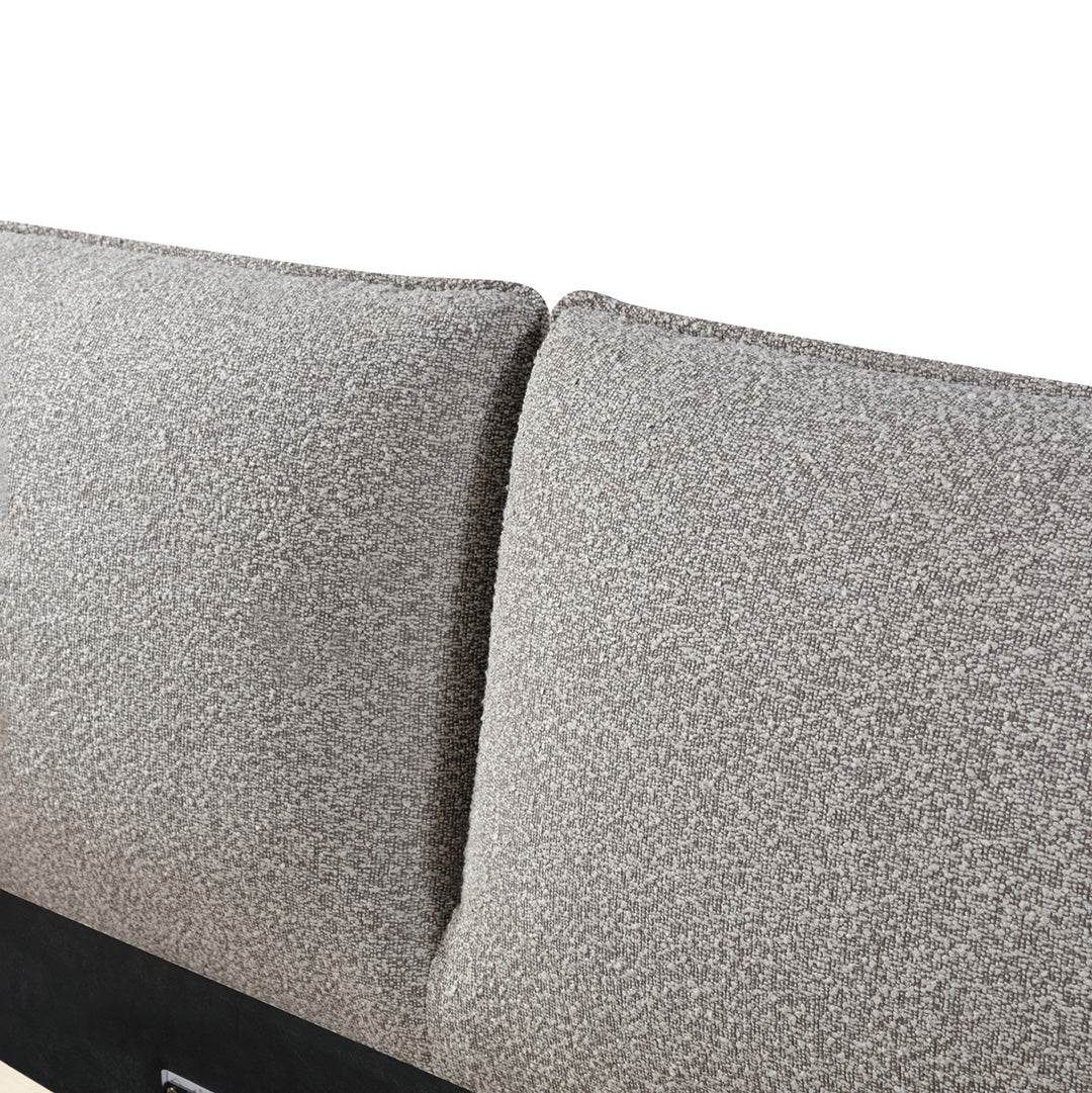 Fabric Queen Bed Frame - Olive Brown Boucle