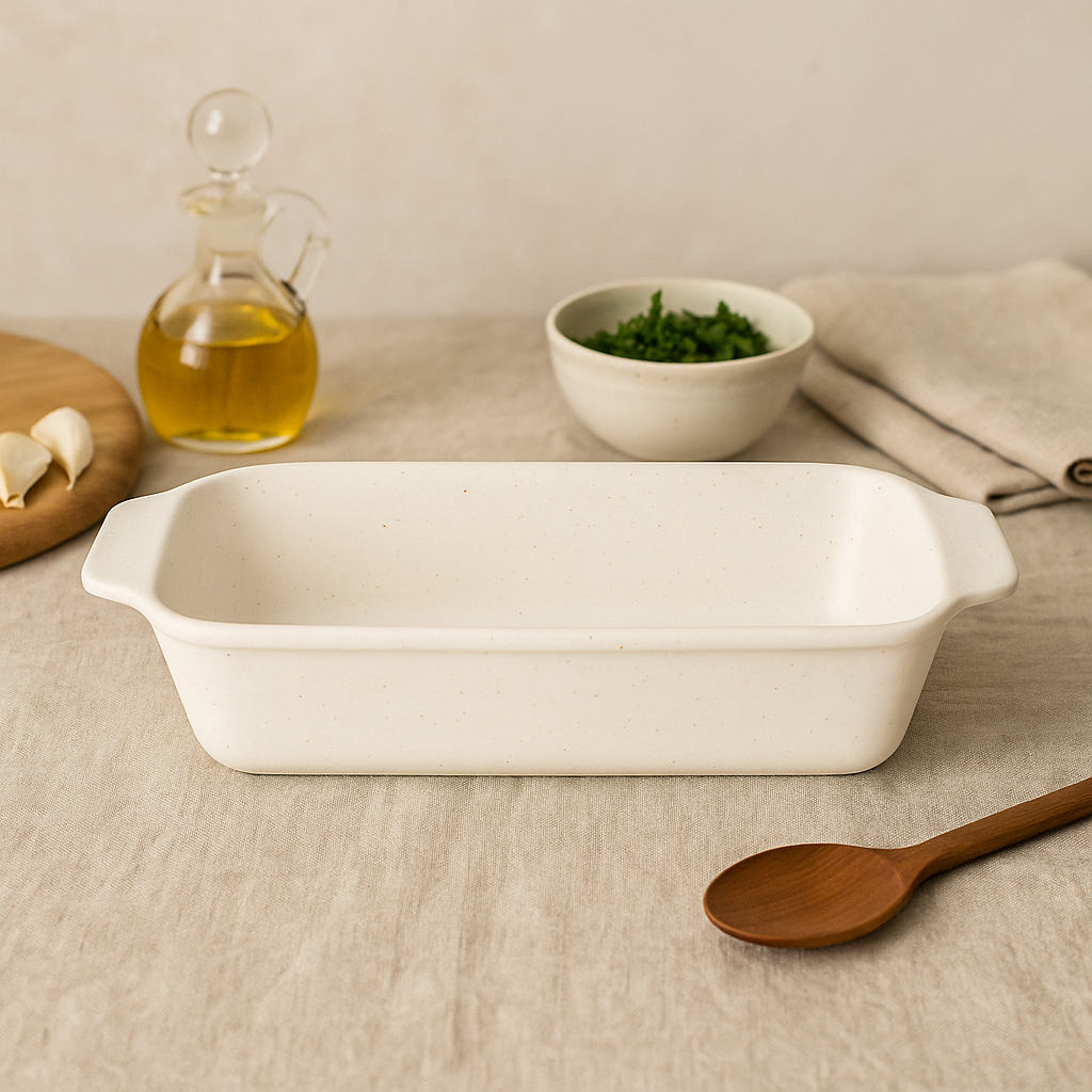 Meen Tribe Stoneware Rectangular Baking Dish white