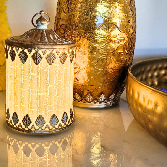 LED Crackle Antique Lantern