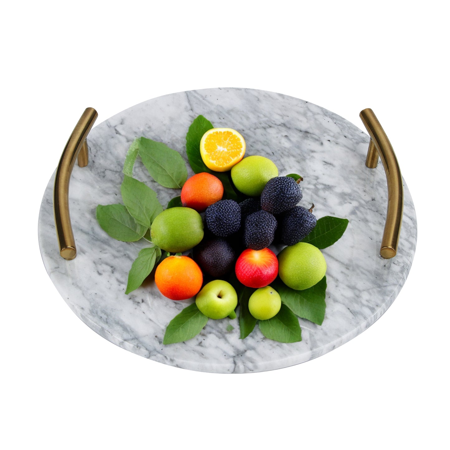 Premium Marble Serving Tray with Gold Handles