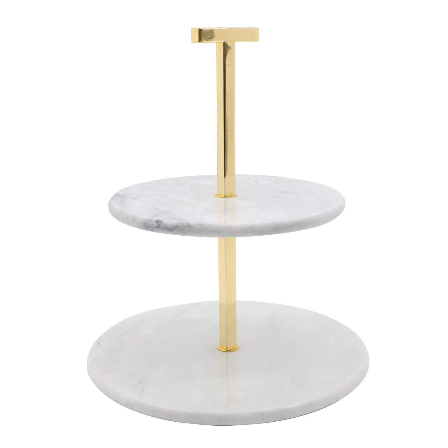 Premium Two-Tier Marble and Gold Serving Stand