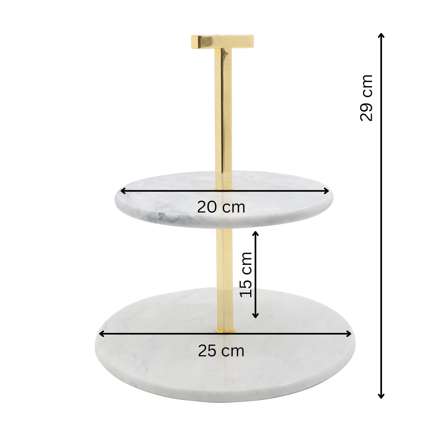 Premium Two-Tier Marble and Gold Serving Stand