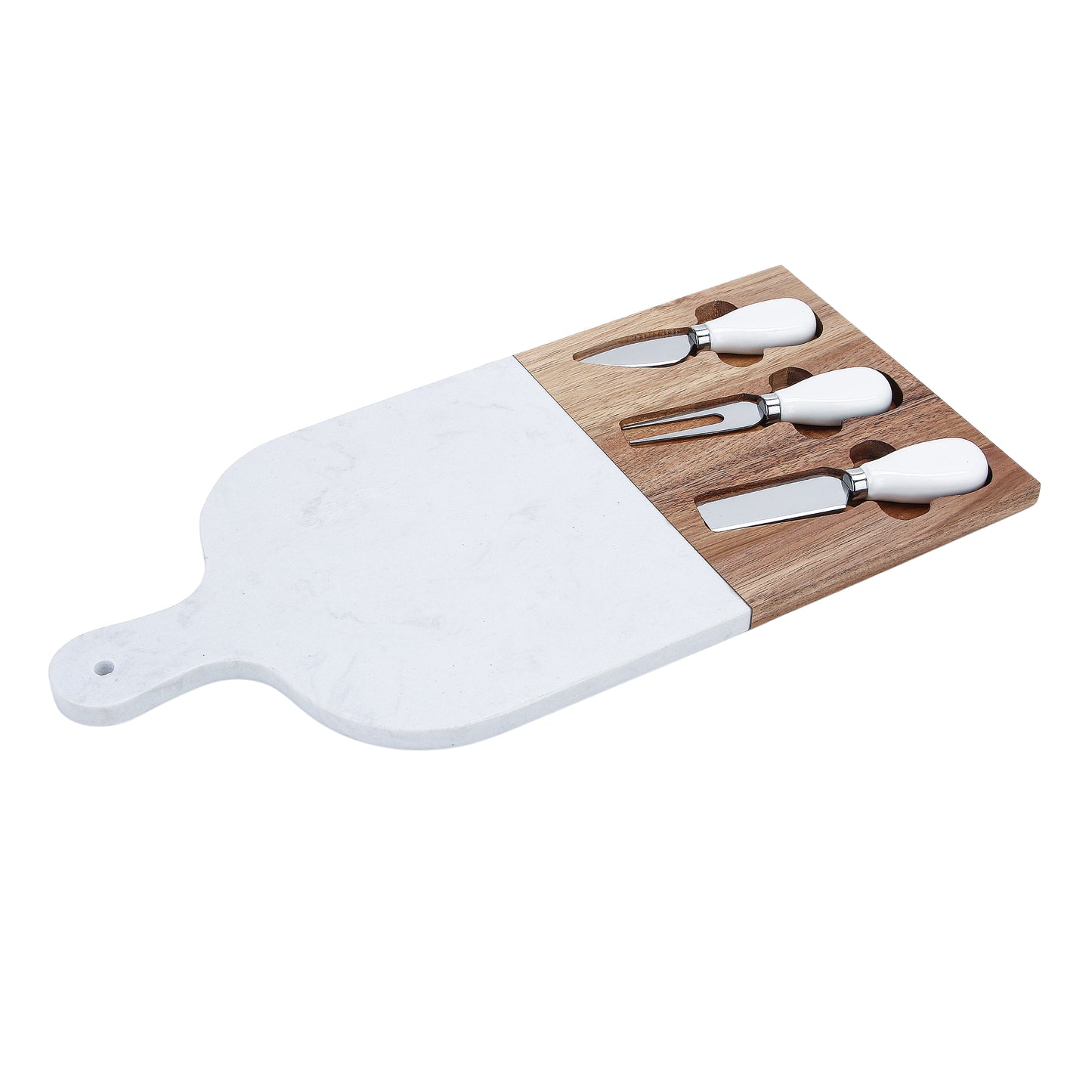 Acacia Wood & Marble Cheese Serving Board Set