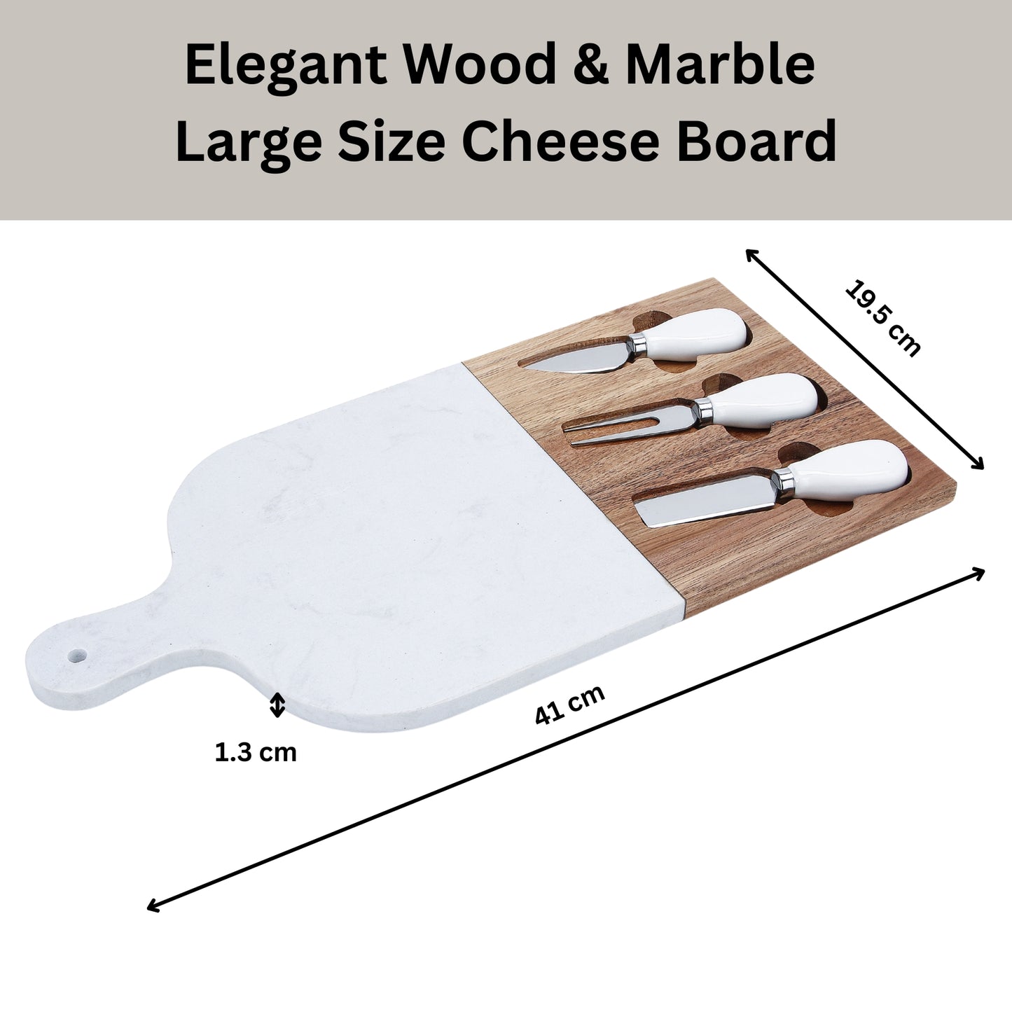 Acacia Wood & Marble Cheese Serving Board Set