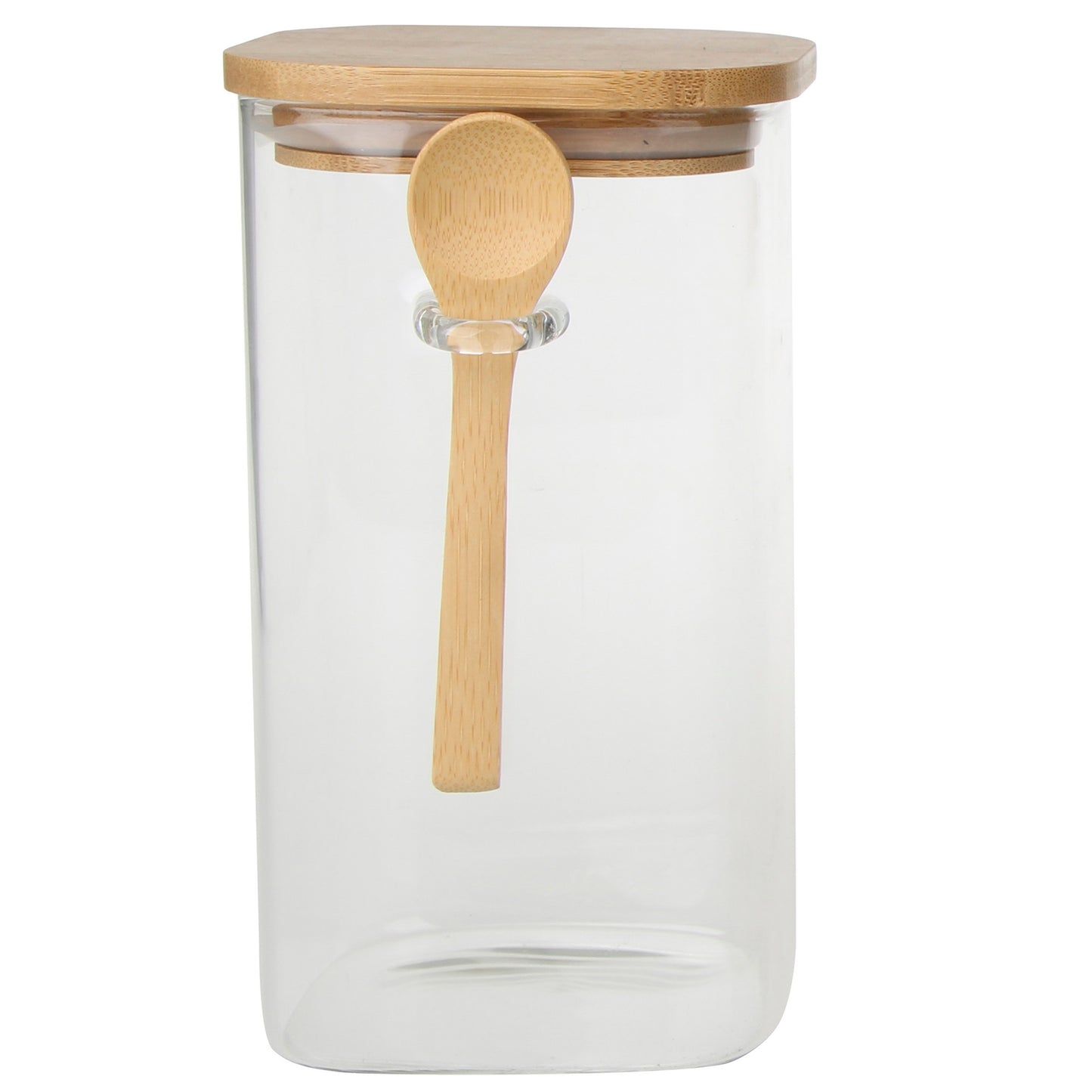 Glass Jar with Bamboo Lid and Spoon