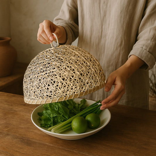 Handwoven Bamboo Food Dome Cover