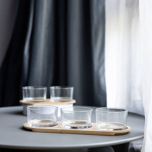 Glass Bowls With Tray - 4 Piece Set