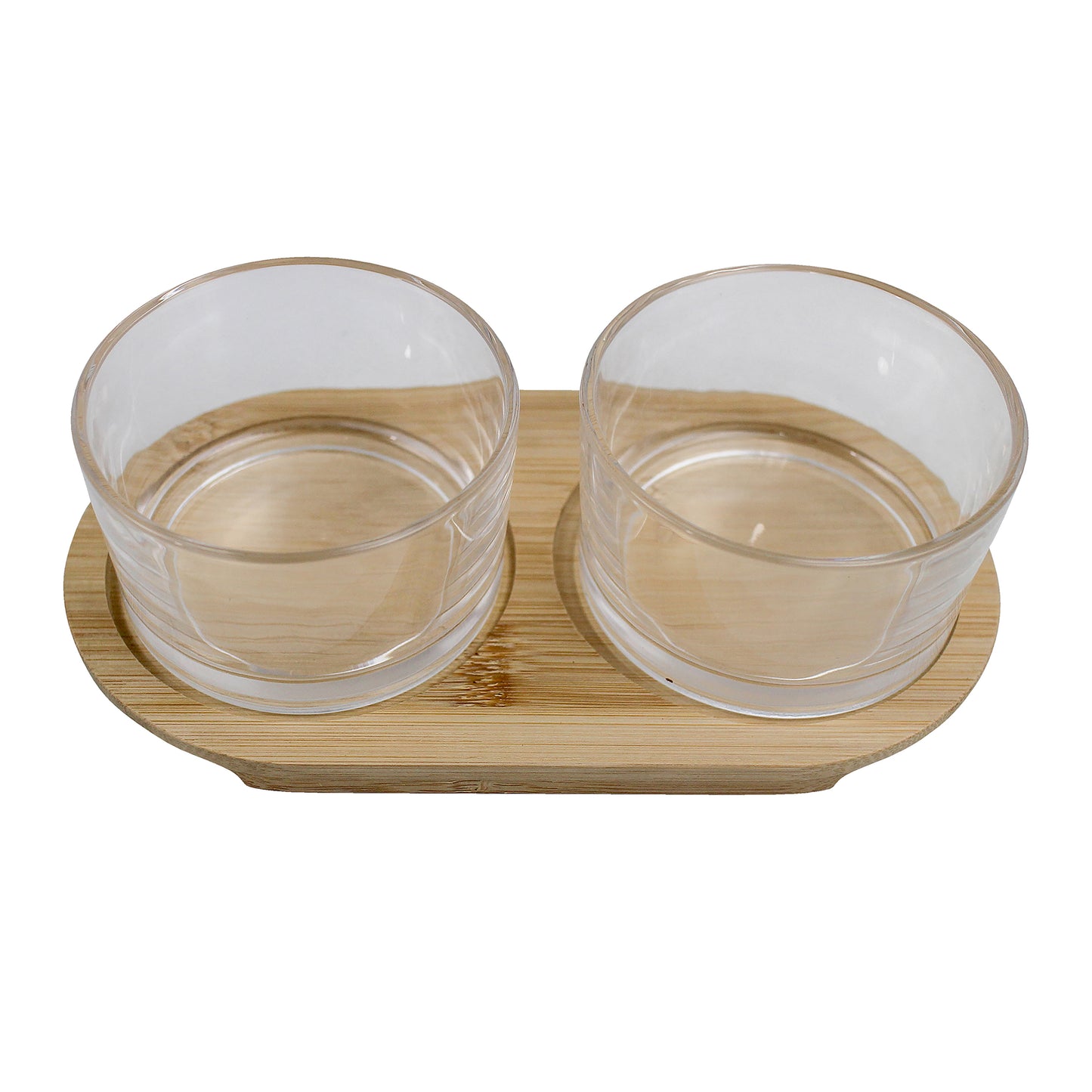 Glass Bowls Serving Set With Tray - 3 Piece