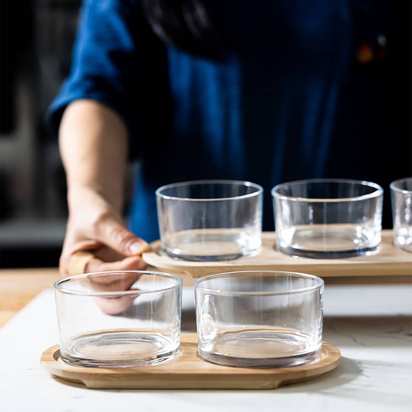 Glass Bowls Serving Set With Tray - 3 Piece