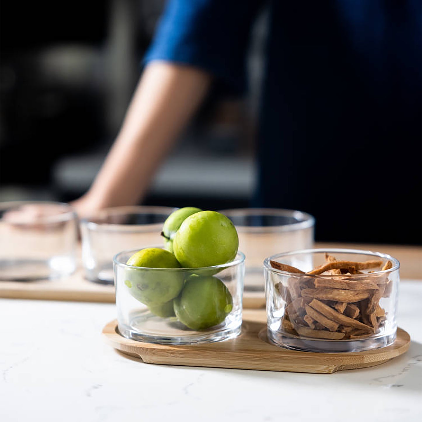 Glass Bowls Serving Set With Tray - 3 Piece