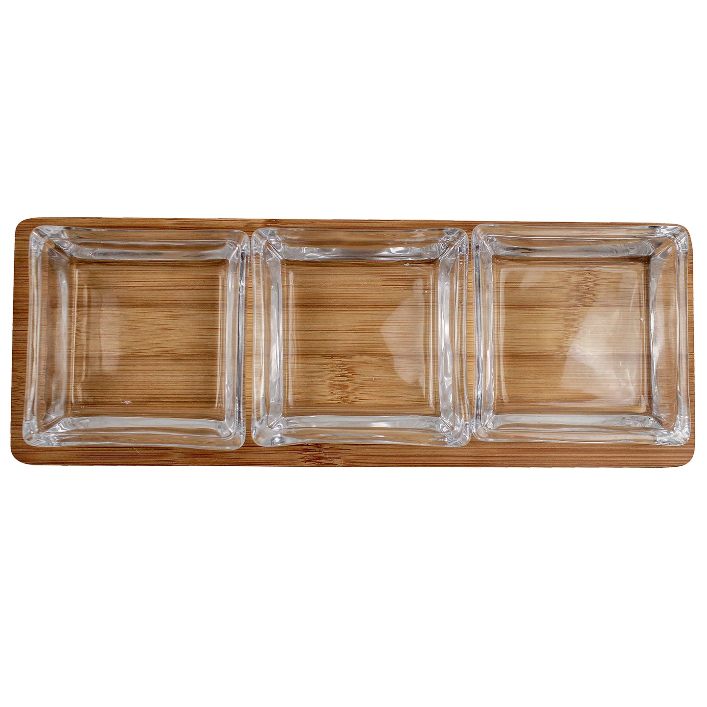 Square Glass Bowls Serving Set With Tray - 4 Piece