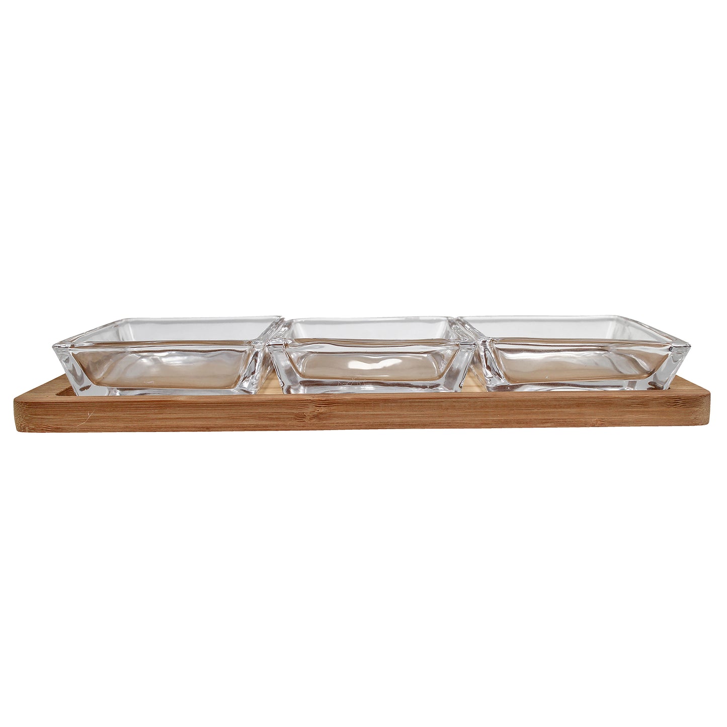 Square Glass Bowls Serving Set With Tray - 4 Piece