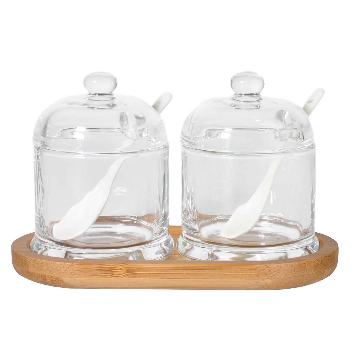 Glass Jars Seasoning Set With Tray - 3 Piece