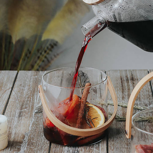 Glass and Bamboo Ice Bucket