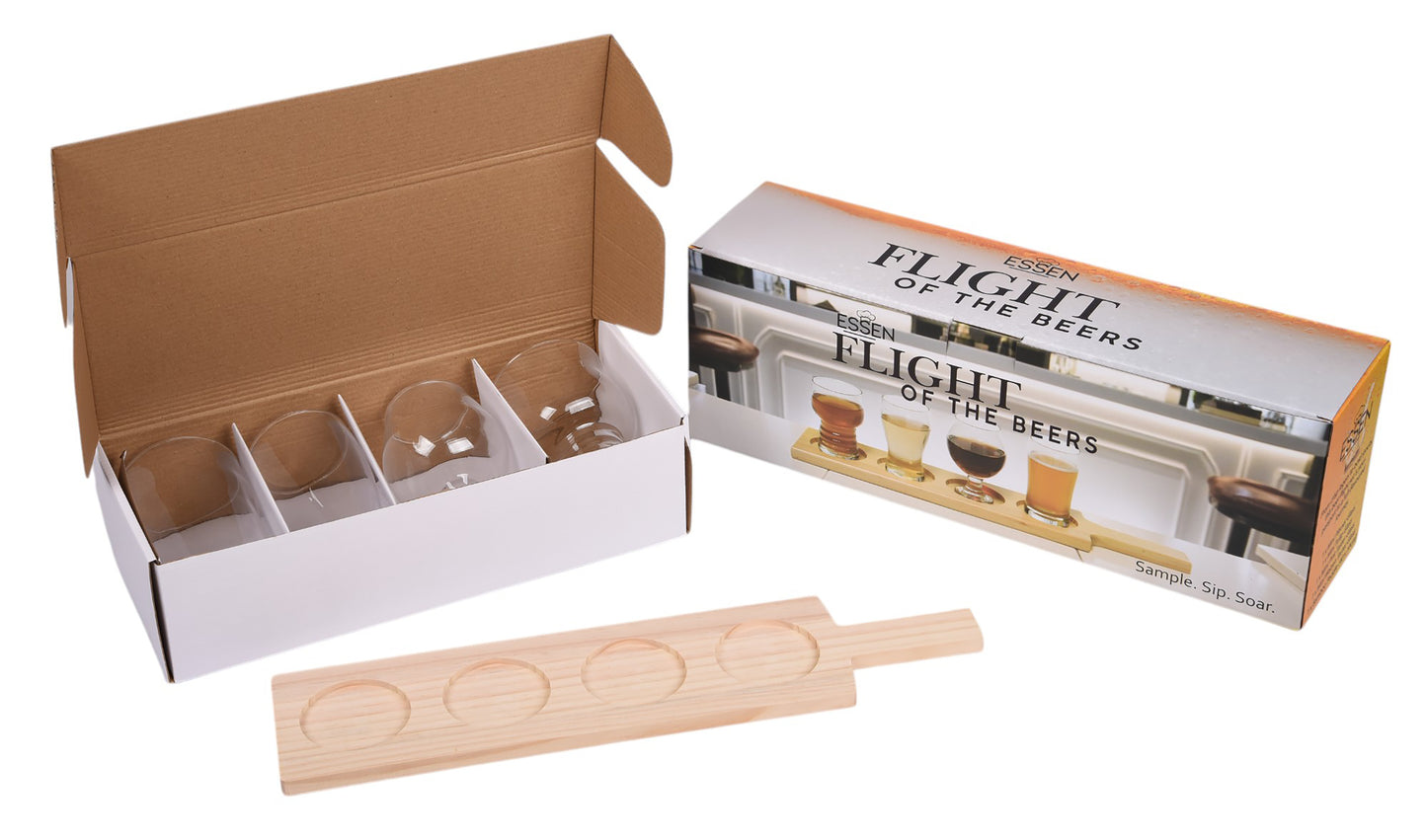 Beer Flight with 4 Glasses