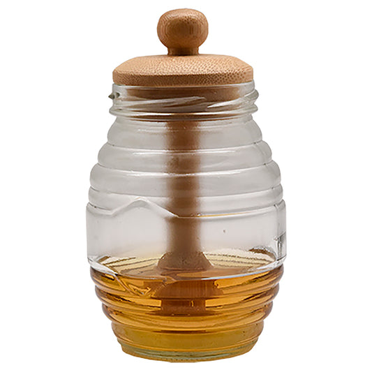 Glass Honey Jar with Bamboo Lid & Dipper