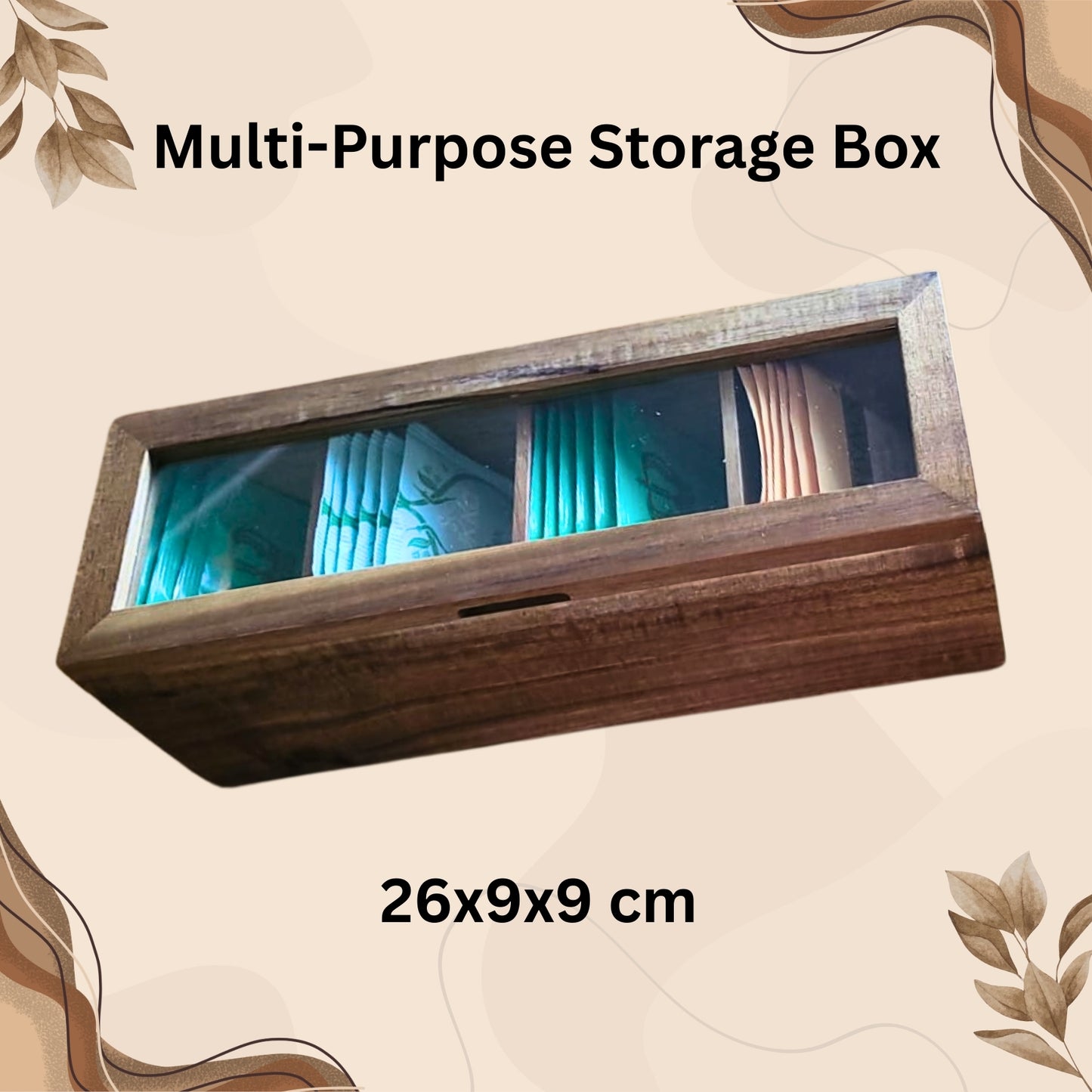 Acacia Wood Spice and Tea Storage Box