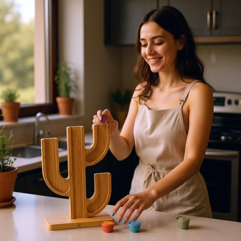 Meen Tribe Wooden cactus-shaped Coffee Pod Stand