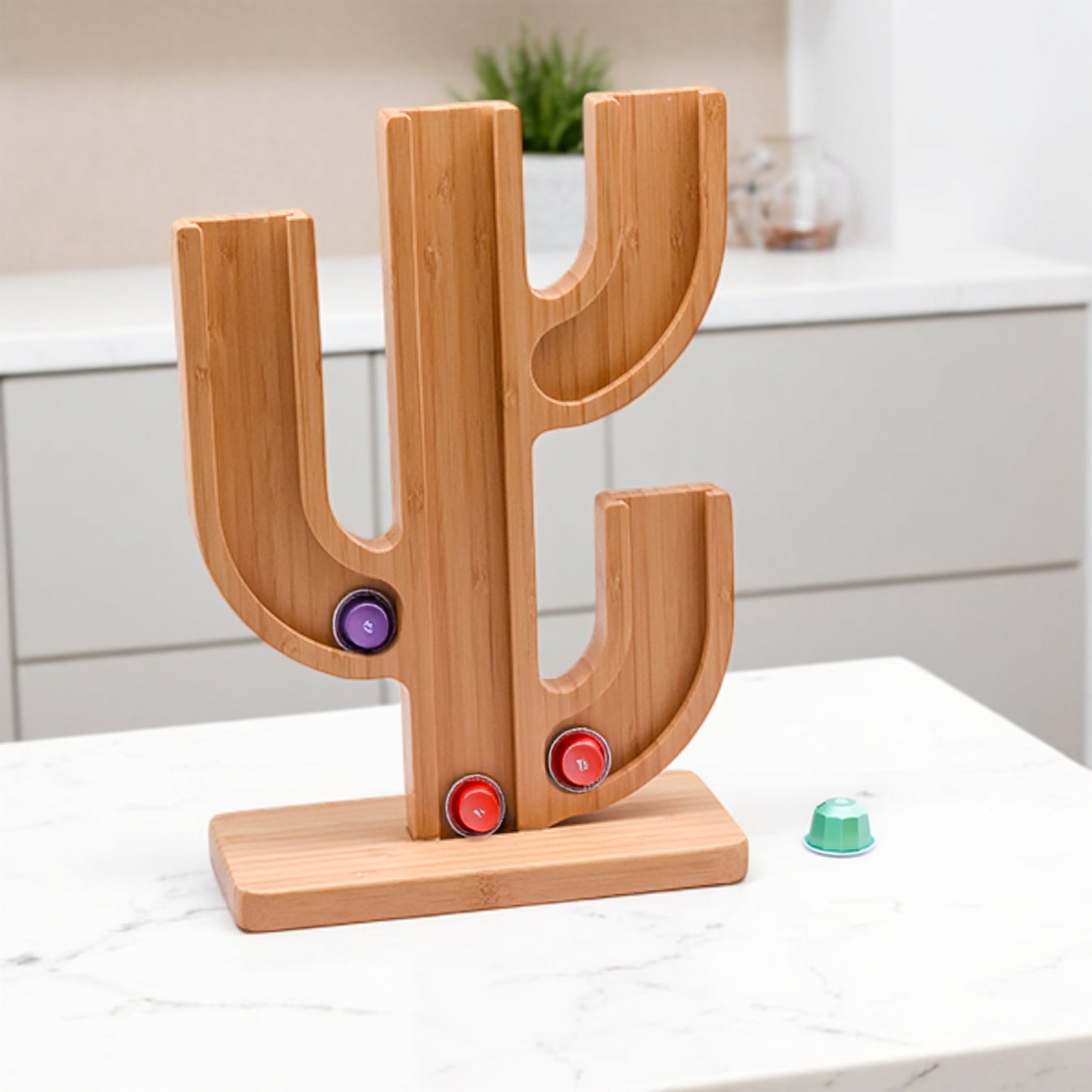 Meen Tribe Wooden cactus-shaped Coffee Pod Stand