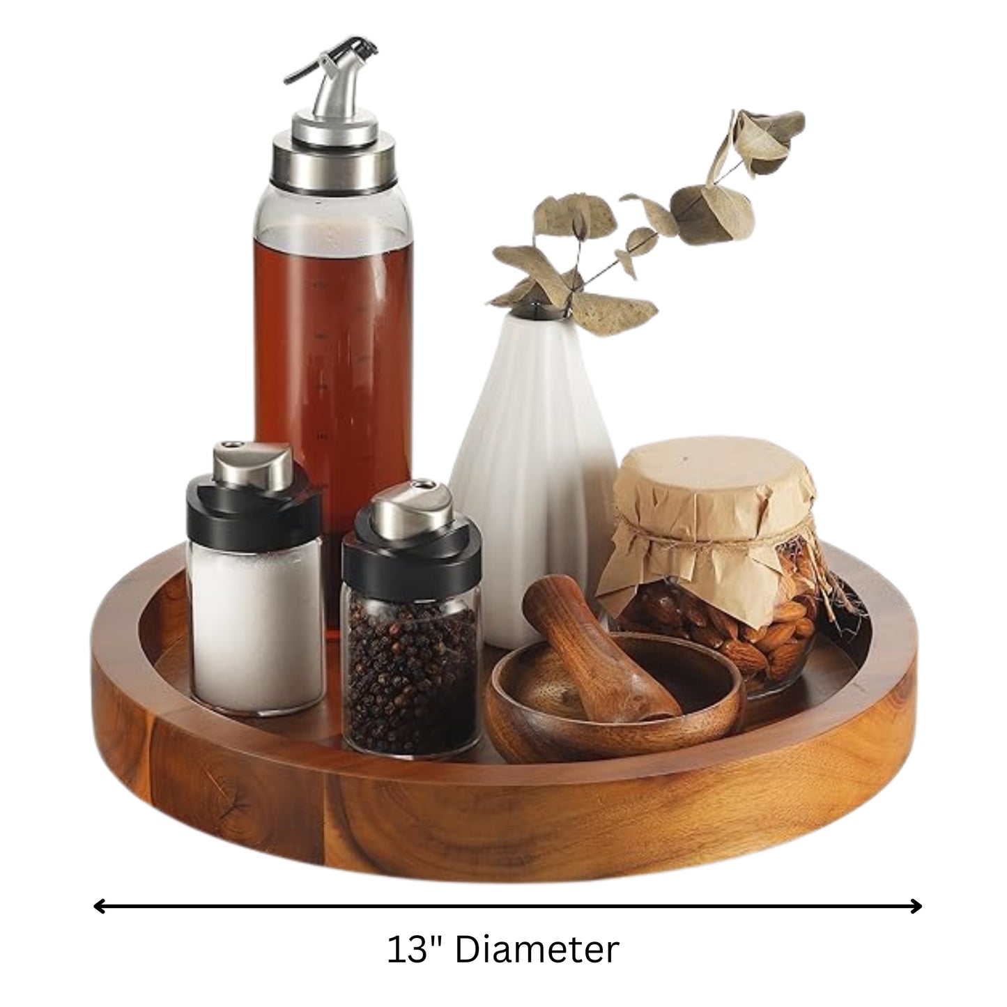 Acacia Wood Lazy Susan Turntable Rotating Tray