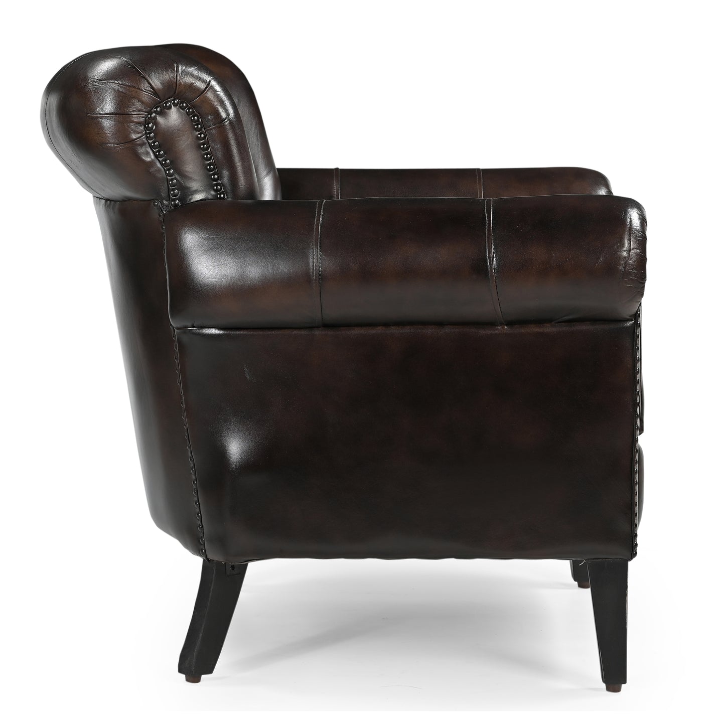 Chocolate Mottled Leather Arm Chair