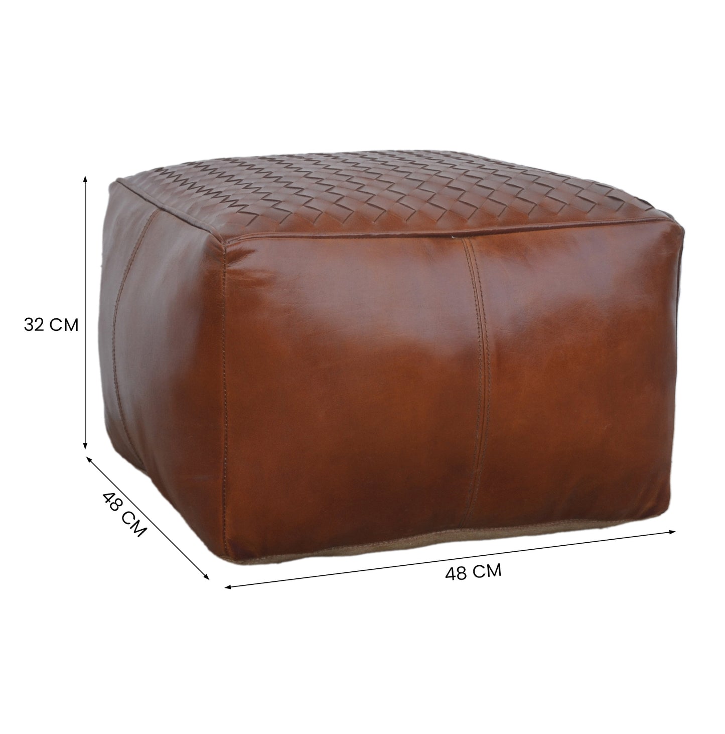 Square Latticed Leather Ottoman