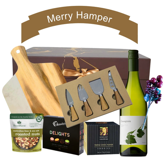 Merry Hamper with wine, cheese boards - Meen Tribe