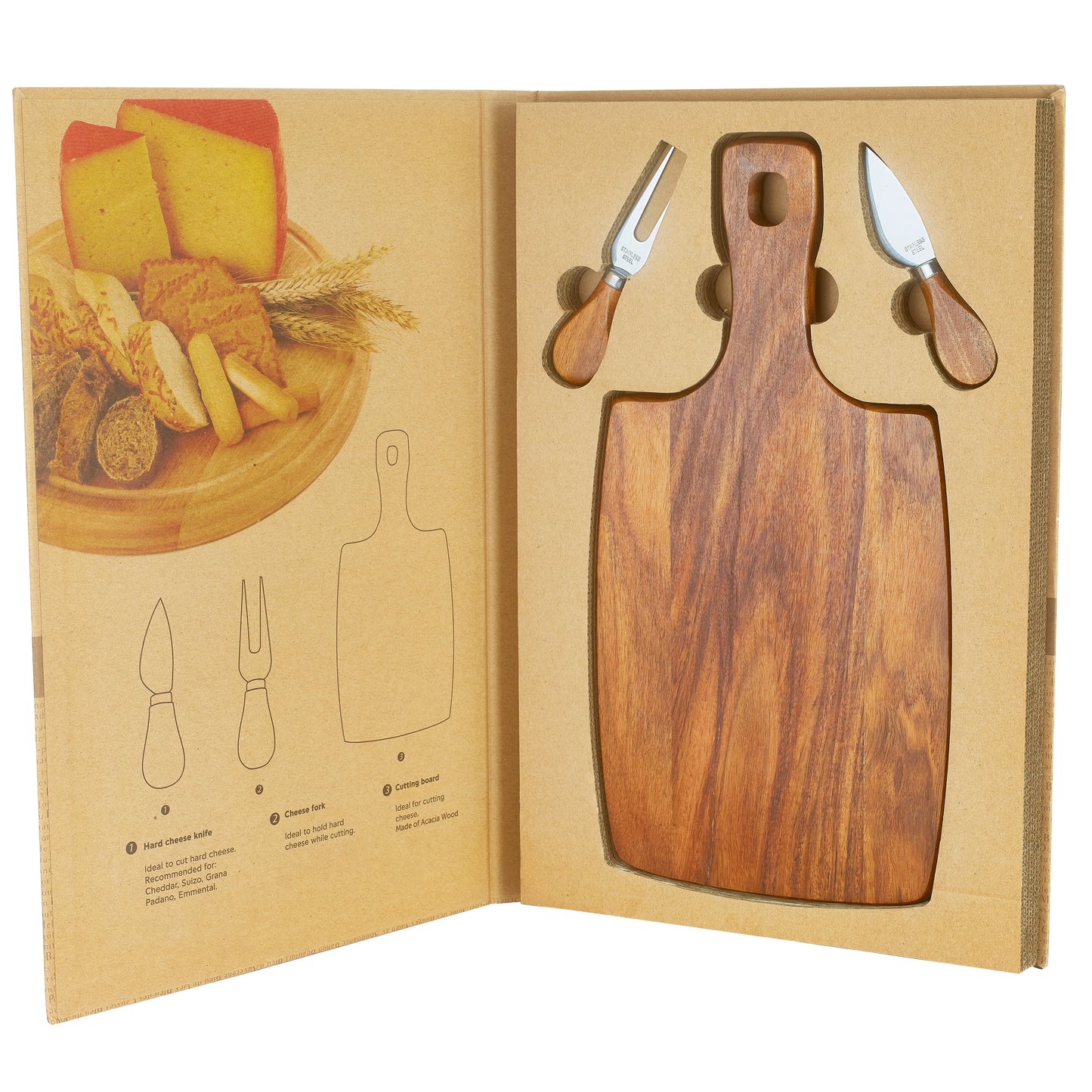 Cheese Board and Knife 3 Piece Gift Set