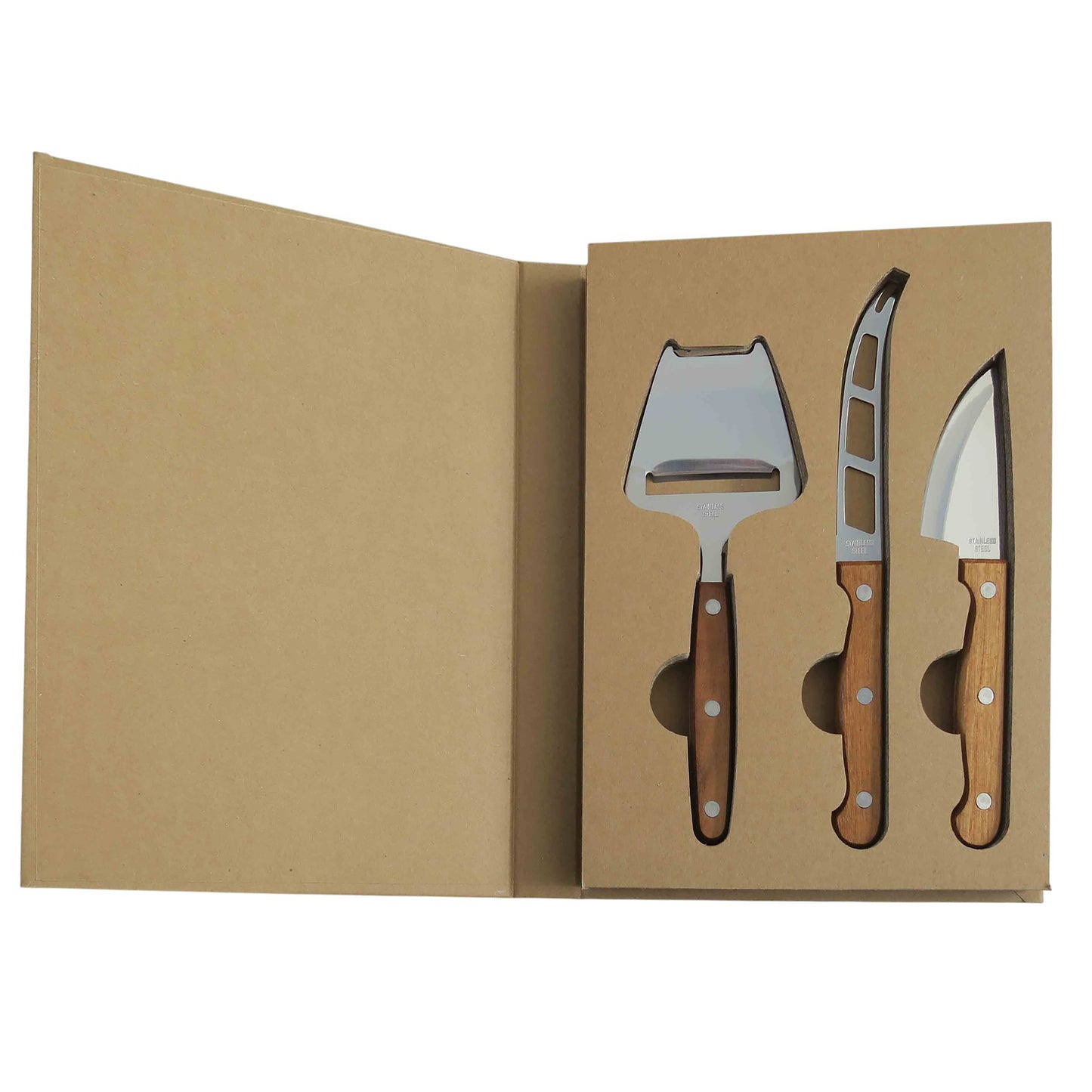 Acacia Wood & Steel Cheese Slicer Set