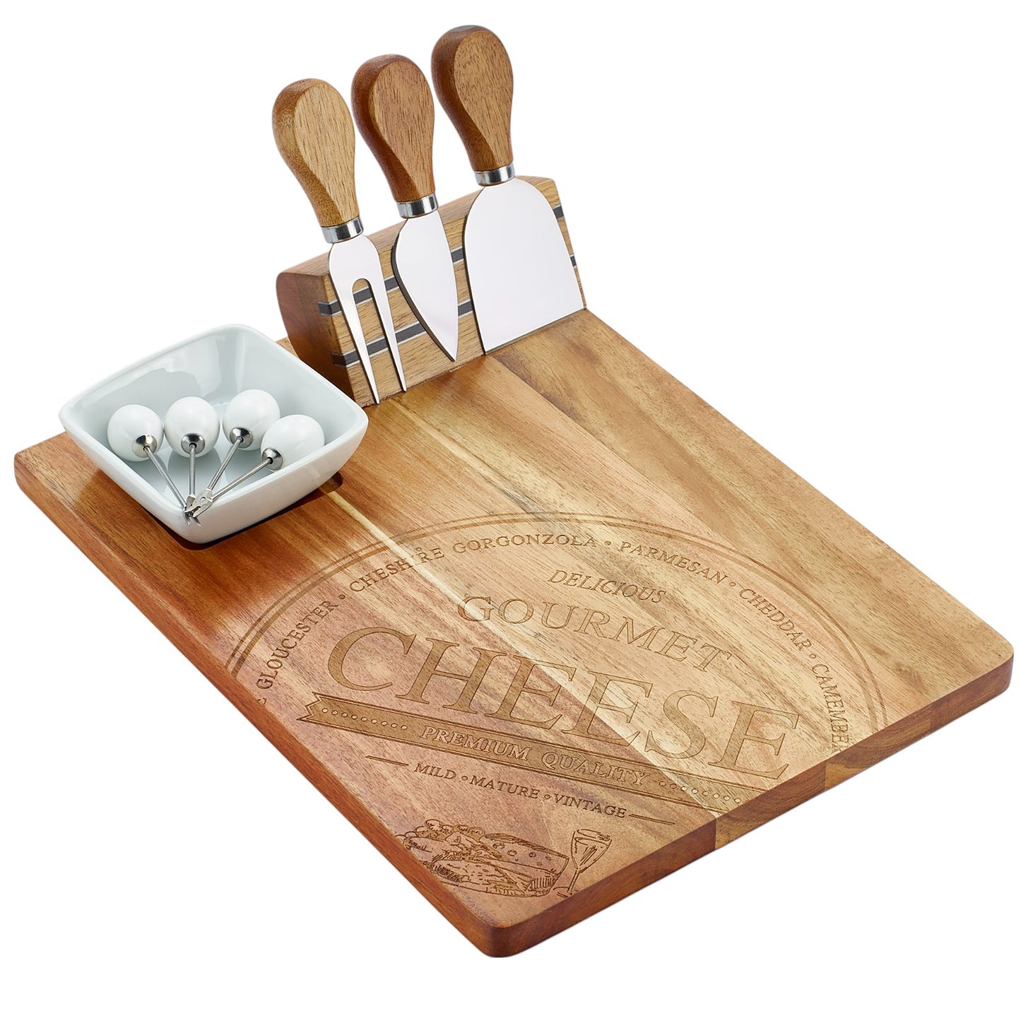 Acacia 9pc Cheese Board Set