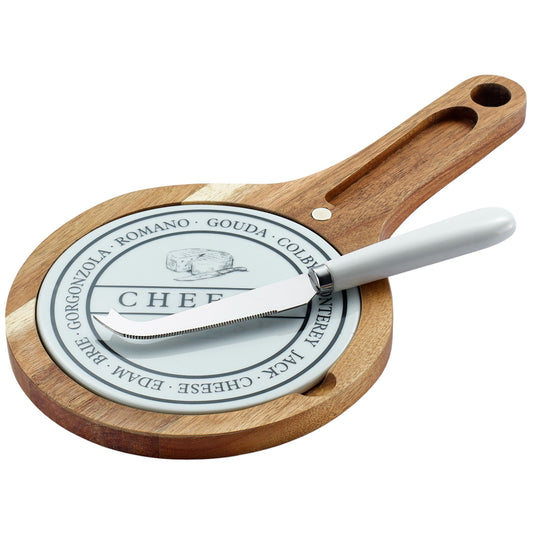 Acacia 3pc Round Cheese Board & Knife Set