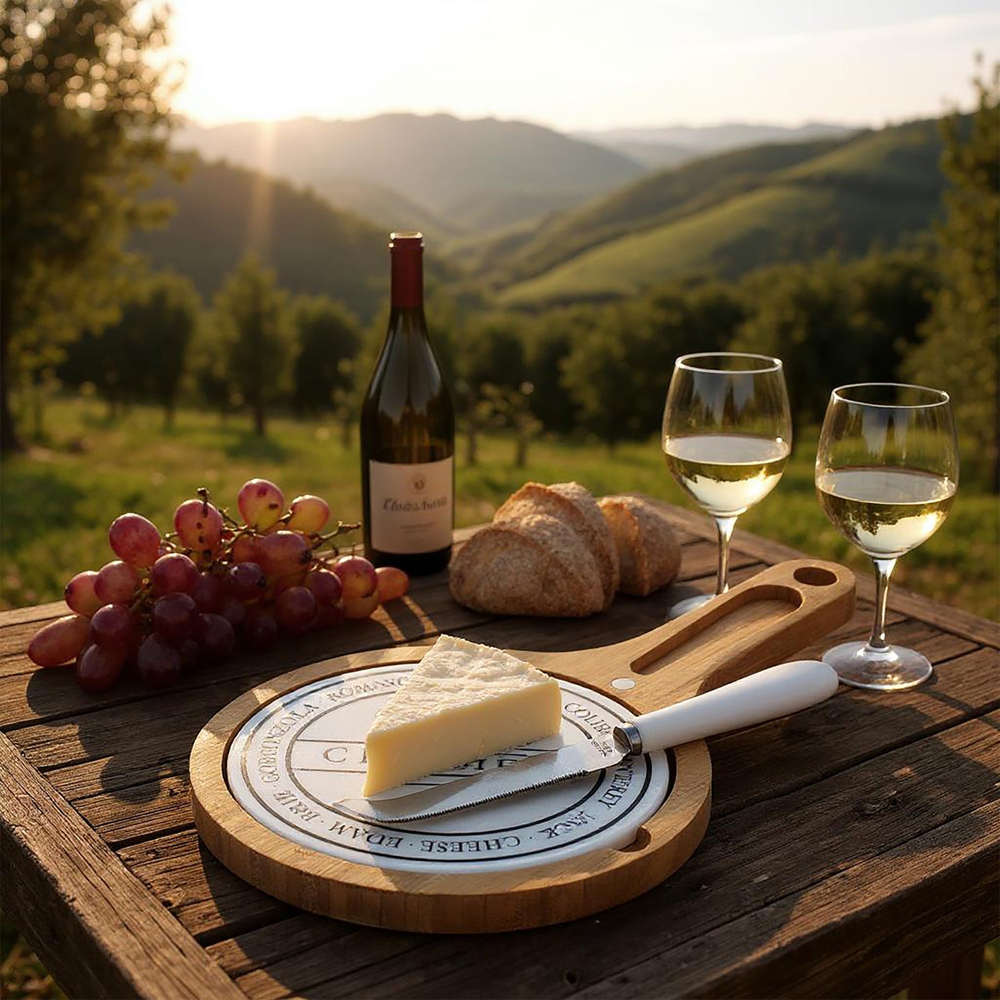 Acacia 3pc Round Cheese Board & Knife Set