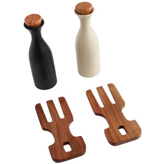 Oil & Vinegar Bottle Set with Salad Claws
