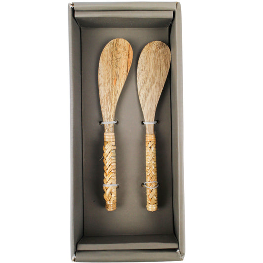 Rattan Handle Spreader Knife – 2 Piece Set