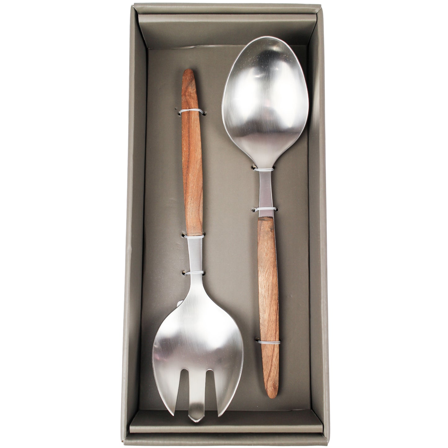 Stainless Steel and Acacia Wood Salad Server Set - 2 Piece