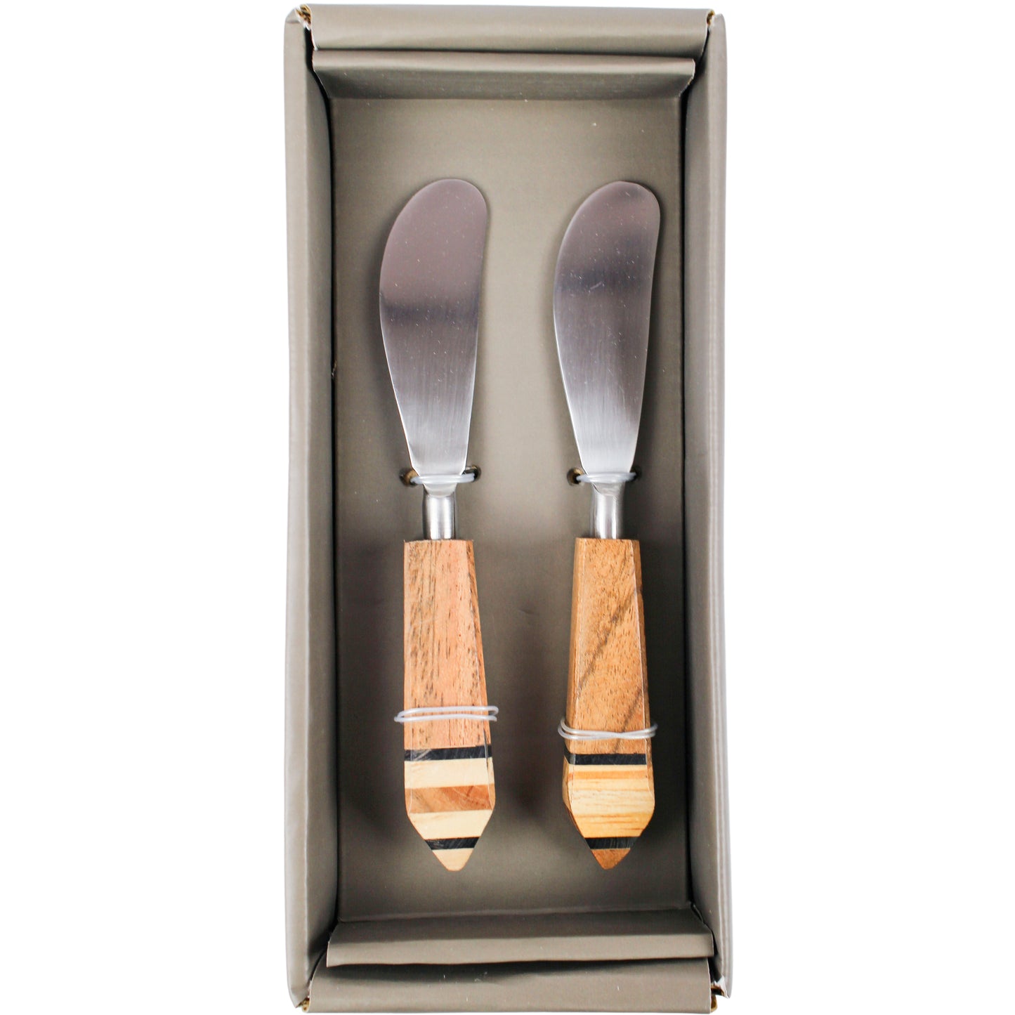 Wood and Steel Spreader Knife Set - 2 Piece